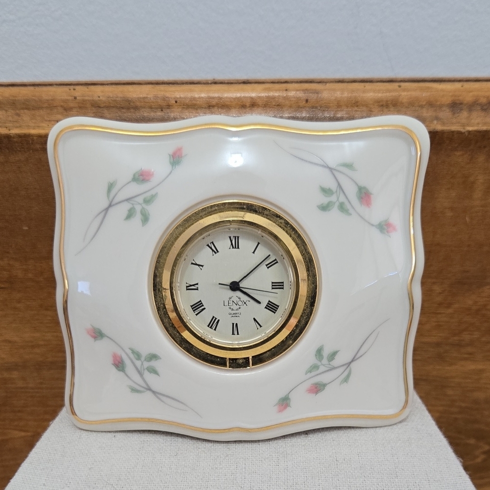 Lenox Rose Manor Porcelain Bedside Table Clock
